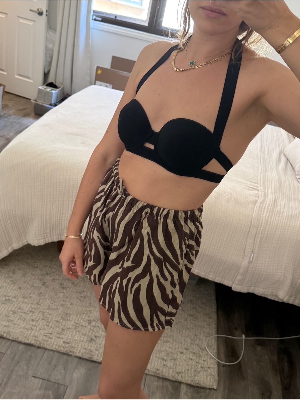 Pain de Sucre (French) Black Strappy Bandeau Swim Bra Top Bikini 32B